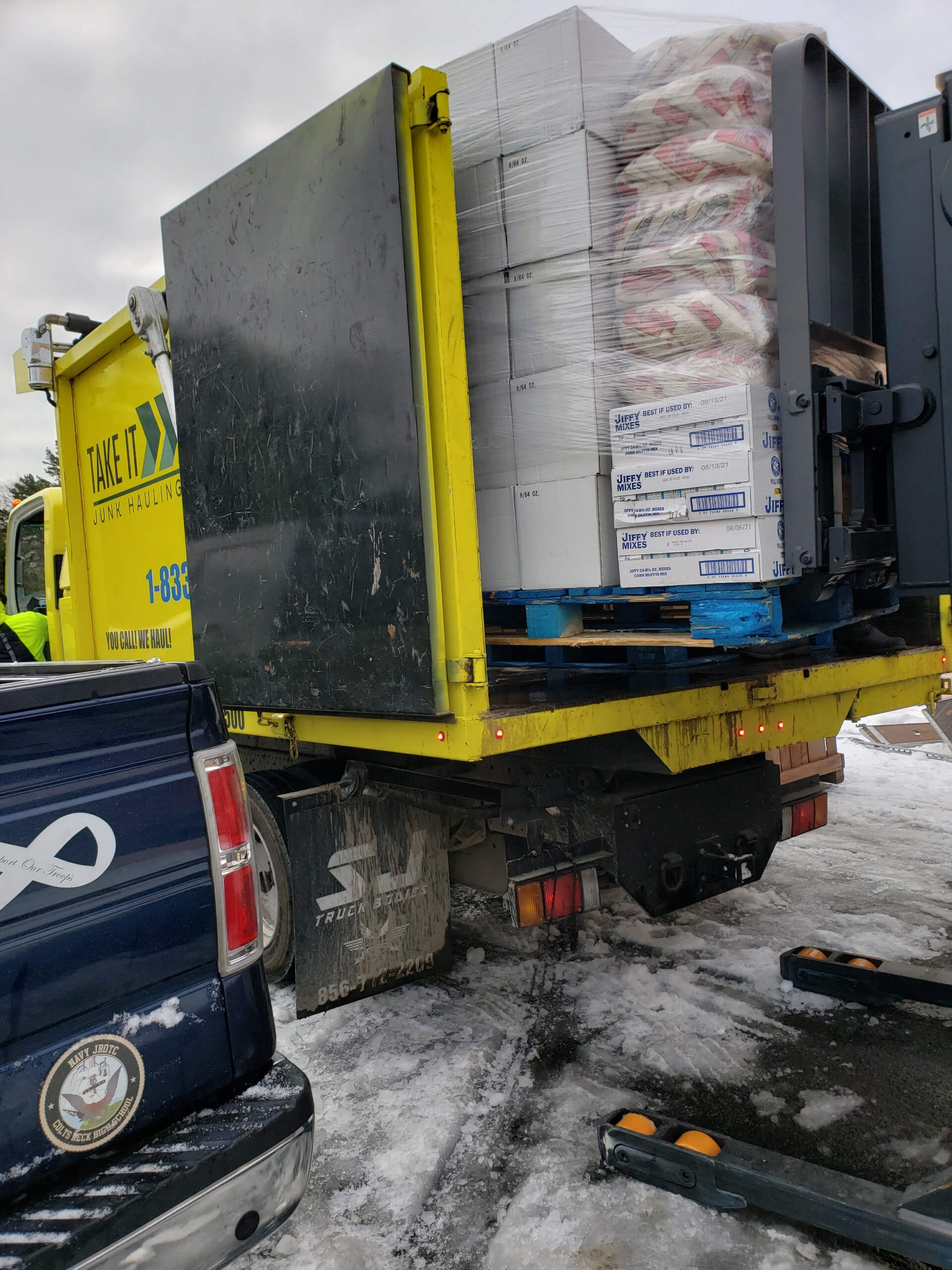 Delivery Truck Loaded with Food Boxes